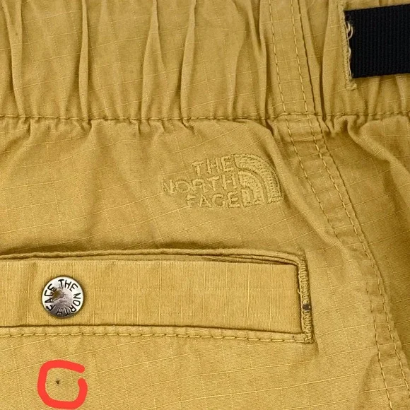 The North Face Mens Small Mustard Yellow Ripstop Cargo Hiking Shorts Belted - Picture 8 of 8